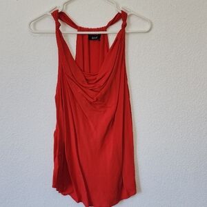 a.n.a Orange Asymmetrical Sleeveless Backless Tank Top Knotted Ties XL